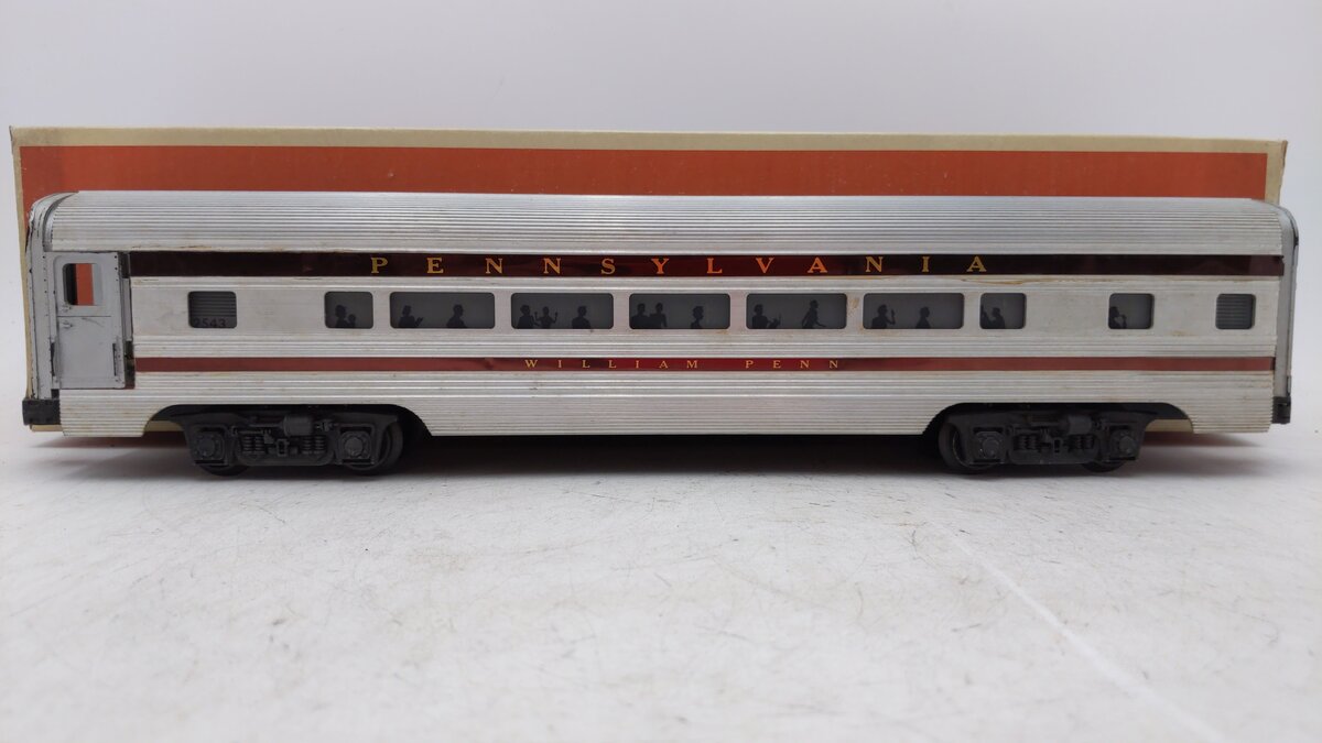 Lionel 2543 Vintage O Gauge Pennsylvania Aluminum "William Penn" Pullman Car