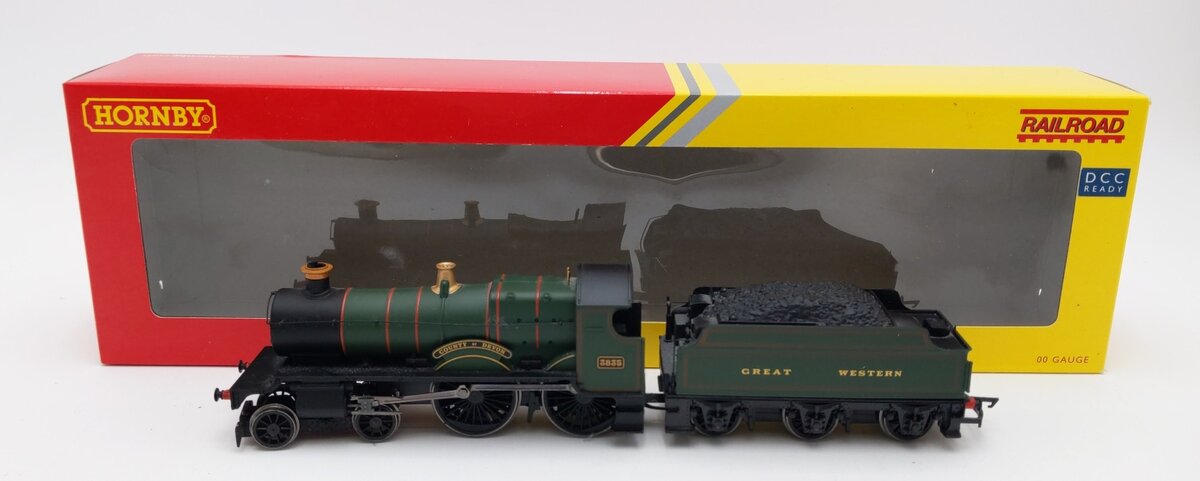 Hornby R3277 OO Great Western 4-4-0 County of Devon Steam Locomotive #3835