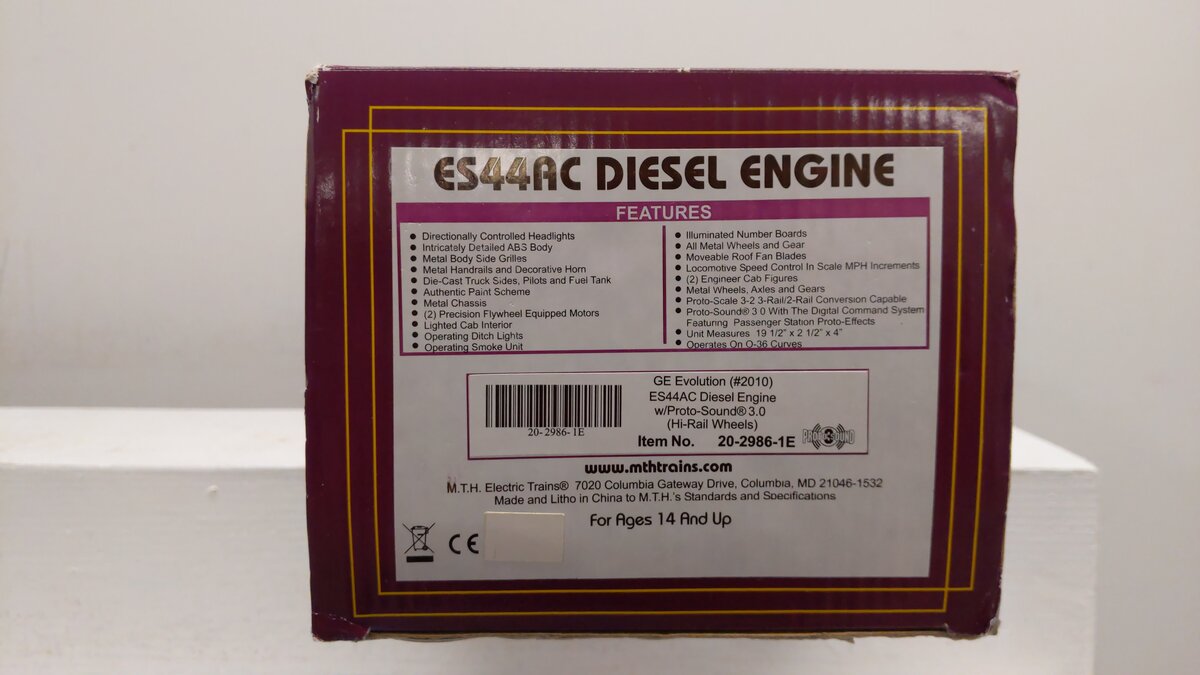 MTH 20-2986-1E GE Evolution ES44AC Diesel Engine W/Proto-Sound 3.0 #2010