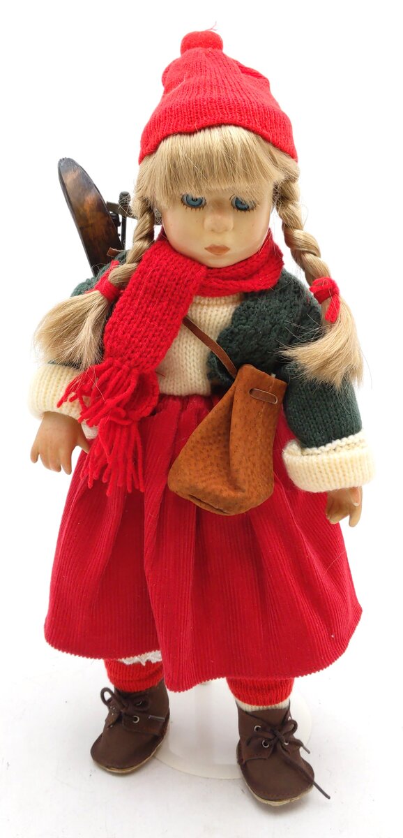 Winter Girl Porcelain Doll w/Skis EX/Box