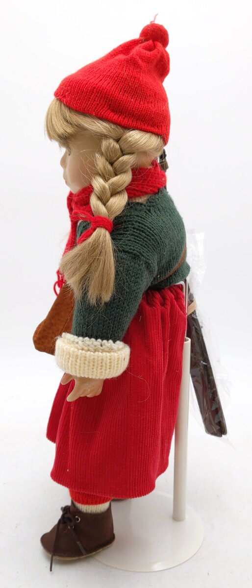 Winter Girl Porcelain Doll w/Skis EX/Box
