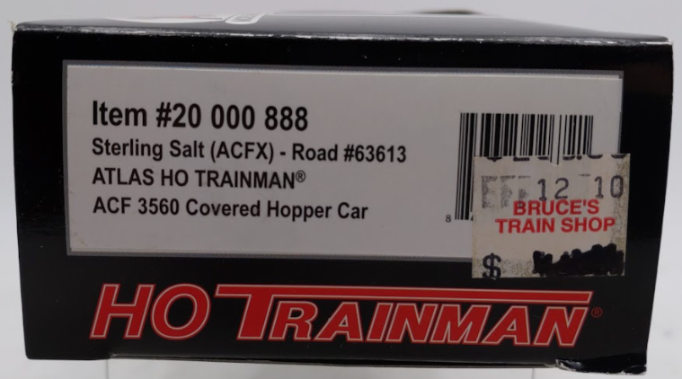 Atlas 20000888 HO Scale Sterling Salt ACF 3560 Covered Hopper Car #63613