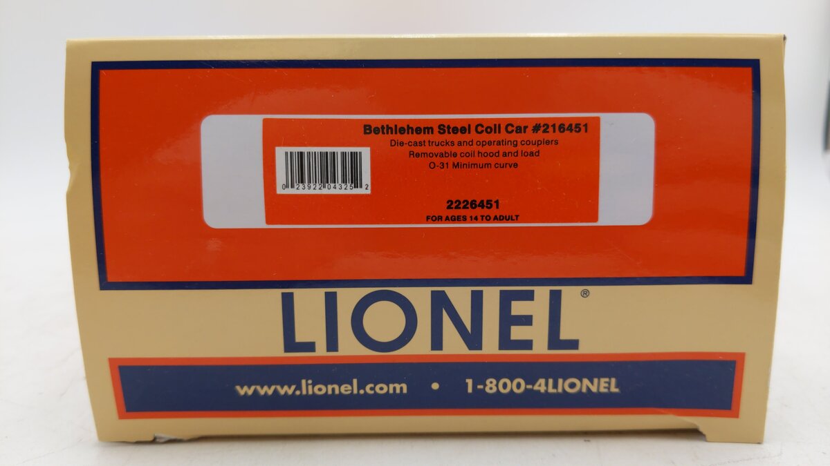 Lionel 2226451 O Bethlehem Steel Coil Car #216451
