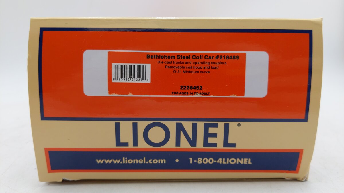 Lionel 2226452 O Bethlehem Steel Coil Car #216489
