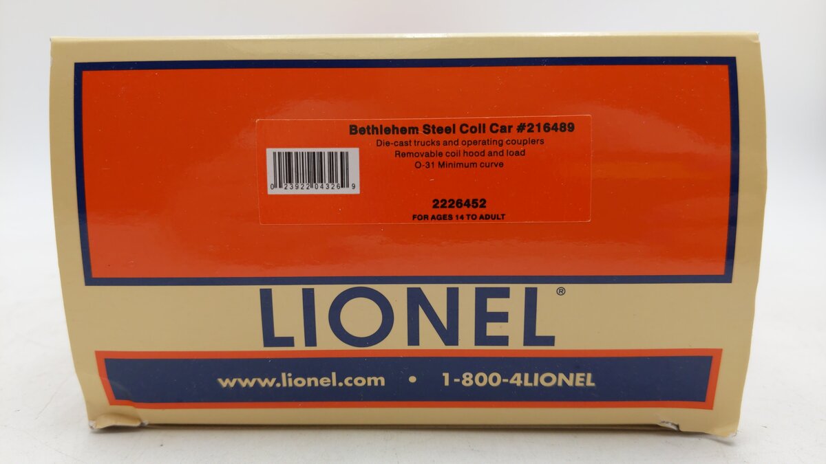 Lionel 2226452 O Bethlehem Steel Coil Car #216489
