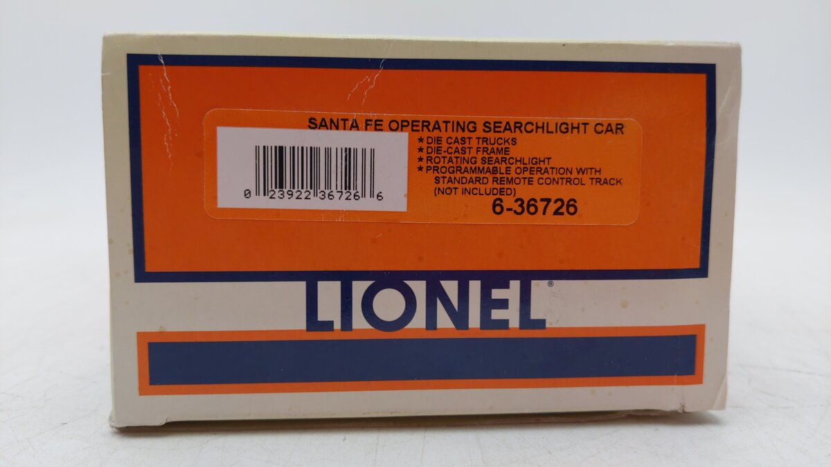 Lionel 6-36726 O Gauge Santa Fe Operating Searchlight Car