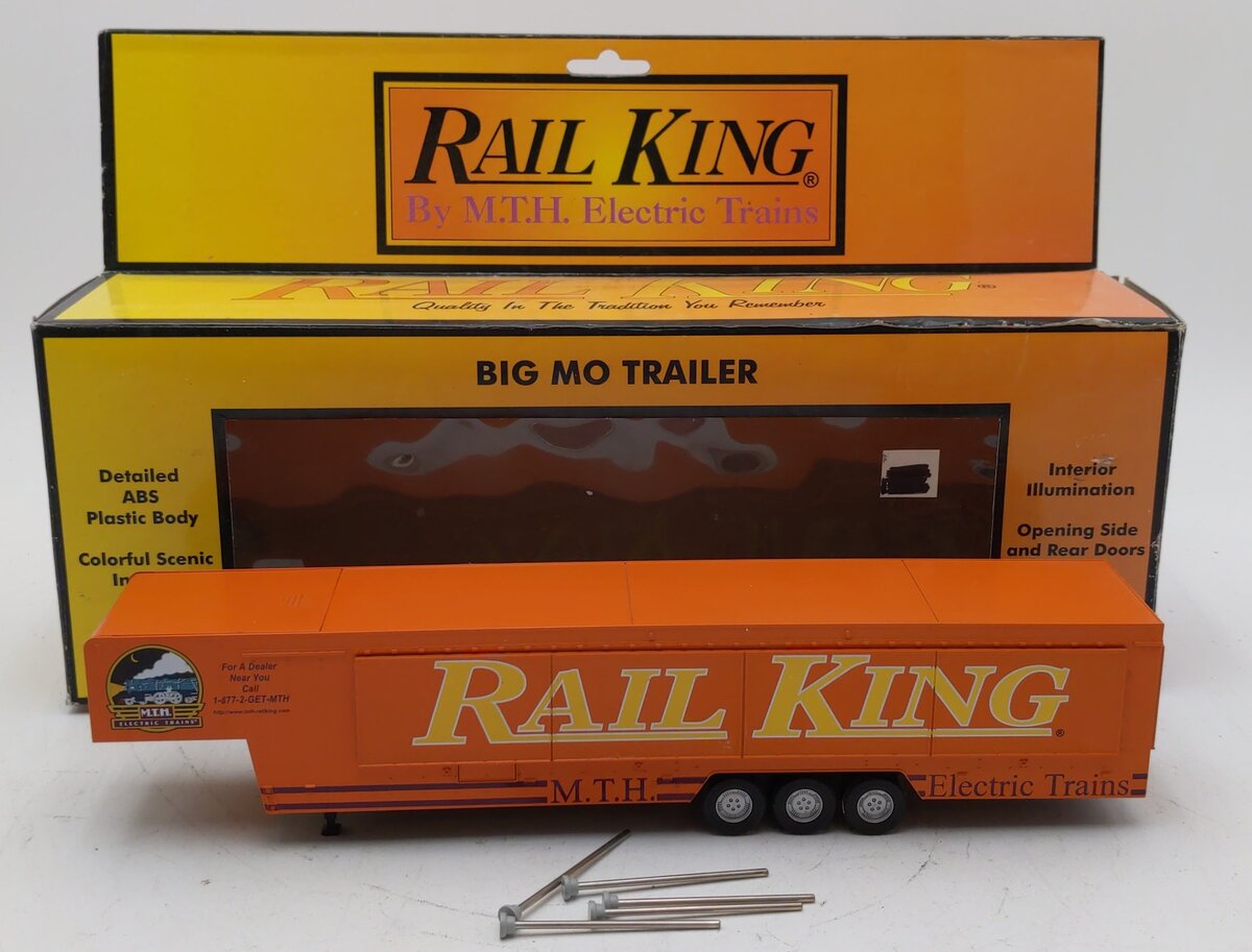 MTH 30-50004 O Gauge Big Mo Vendor Trailer Interior Illumination Opening Doors LN/Box