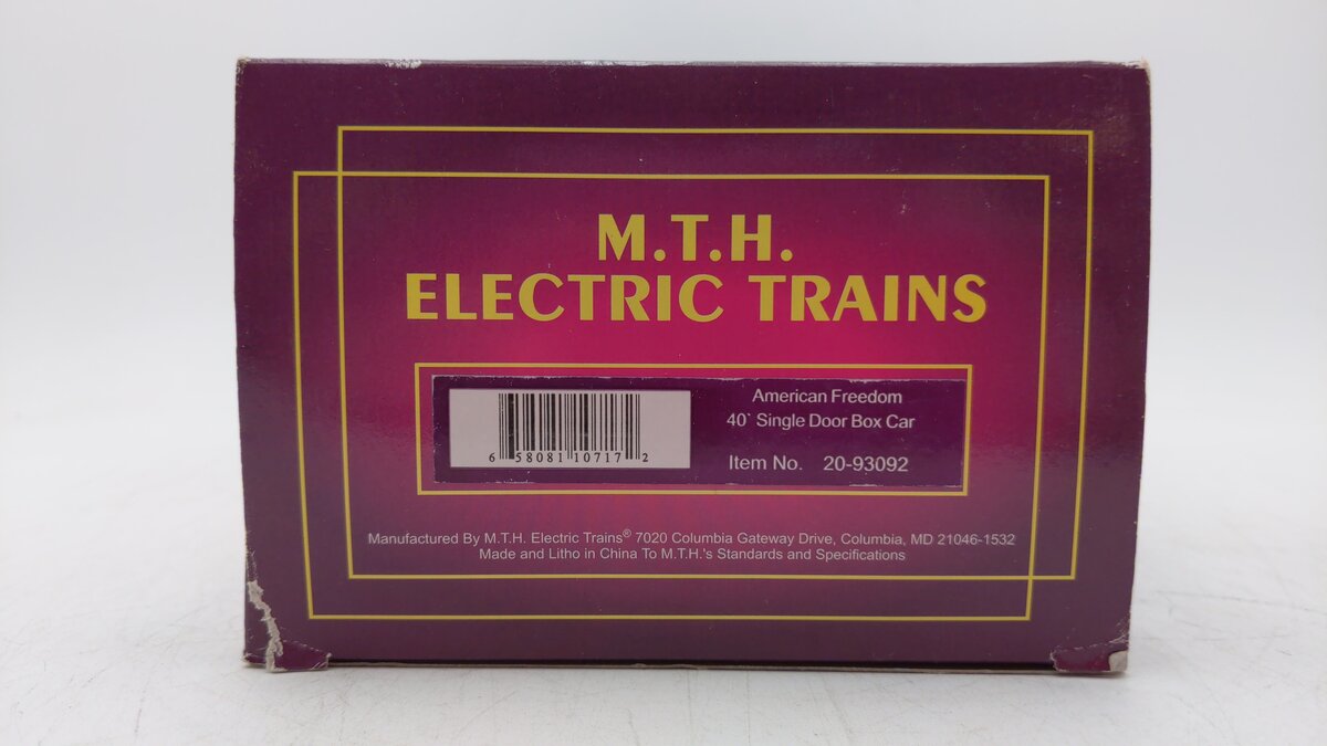 MTH 20-93092 O Gauge American Freedom Boxcar #91101 LN/Box