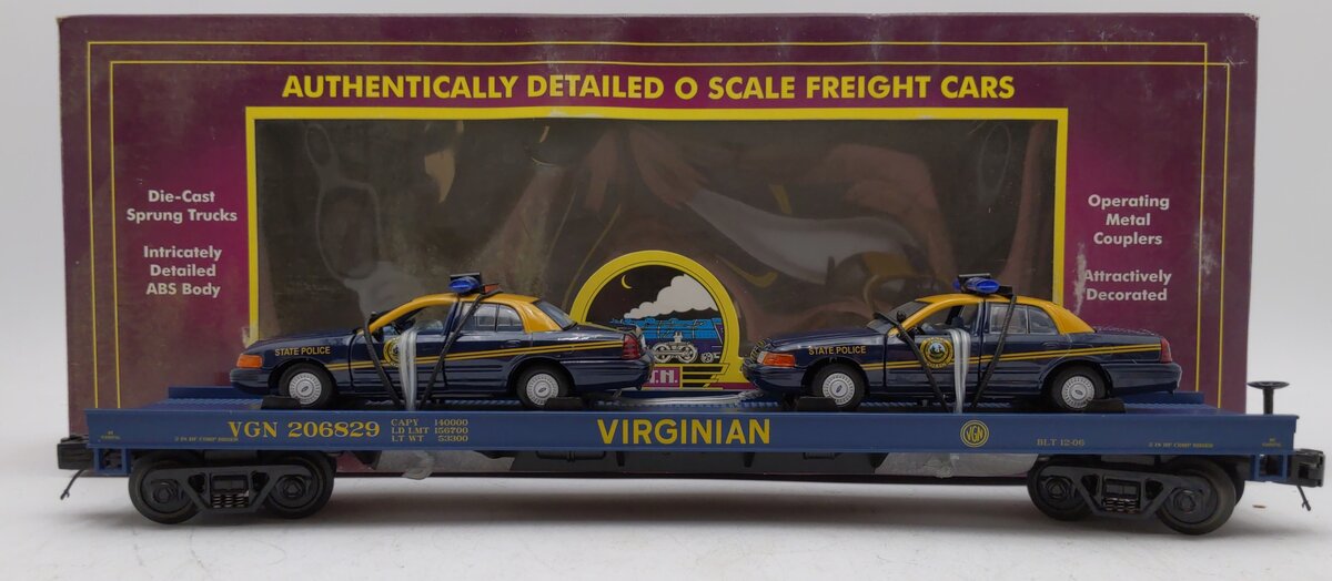 MTH 20-98548 WV Flat Car with 2 Ford Police Cars #206829