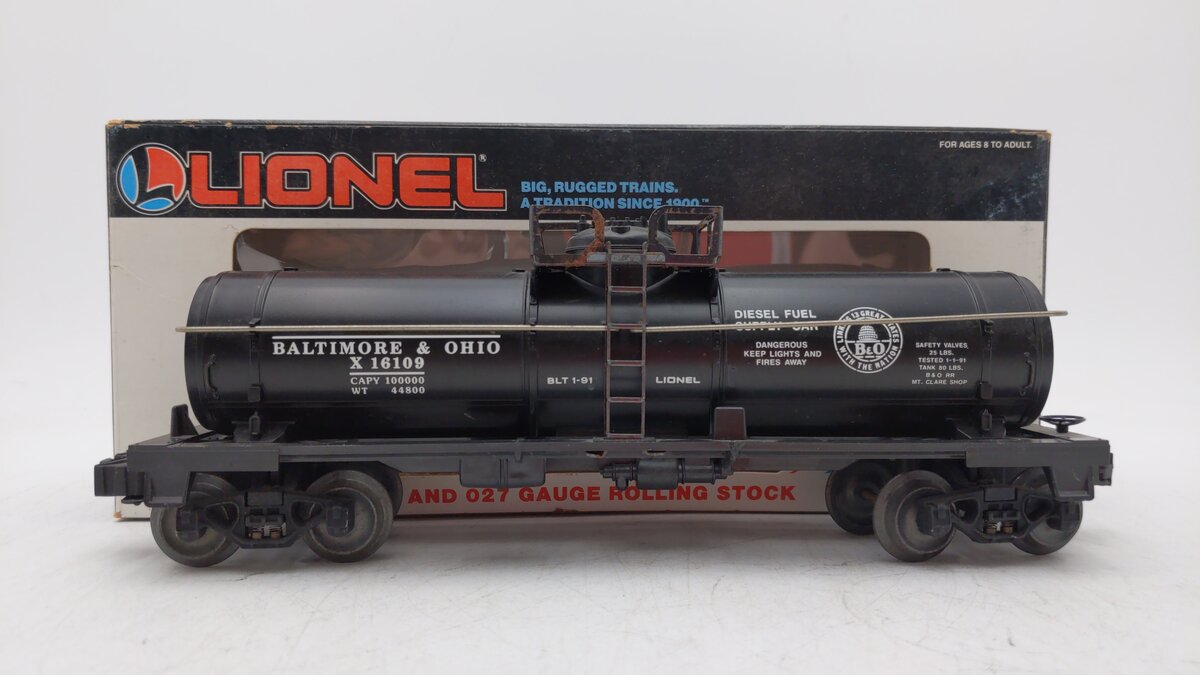 Lionel 6-16109 O Gauge Baltimore & Ohio Black Single Dome Tank Car #16109 LN/Box