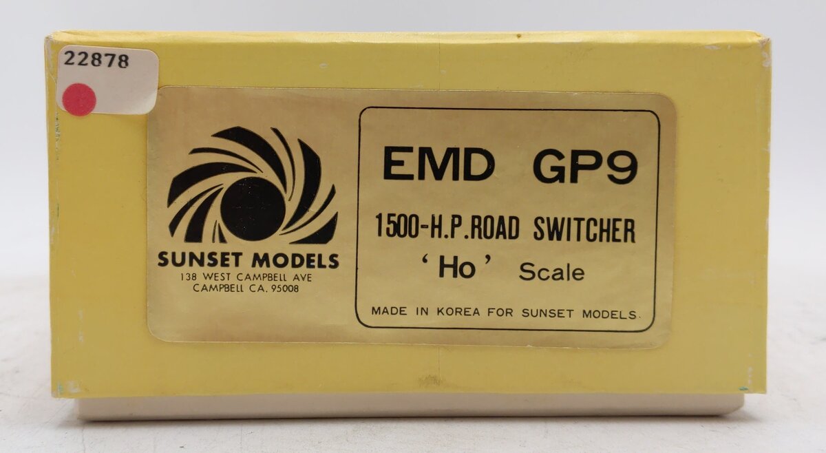 Sunset Models HO BRASS EMD GP9 1500-HP Road Switcher Locomotive -BOX ONLY VG/Box