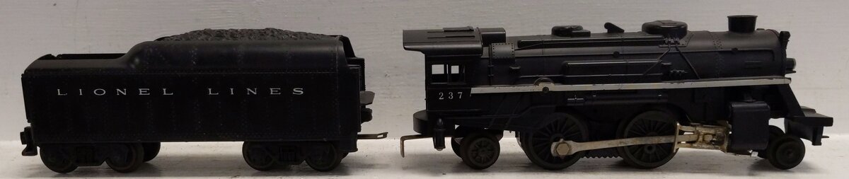 Lionel 237 Vintage O 2-4-2 Plastic Scout Steam Locomotive W/ Lionel LinesTender VG