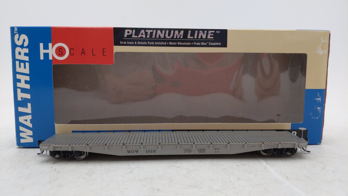 Walthers 932-42104 HO Platinum Line MOW 53' 6" AAR 50 Ton Flat Car #1016