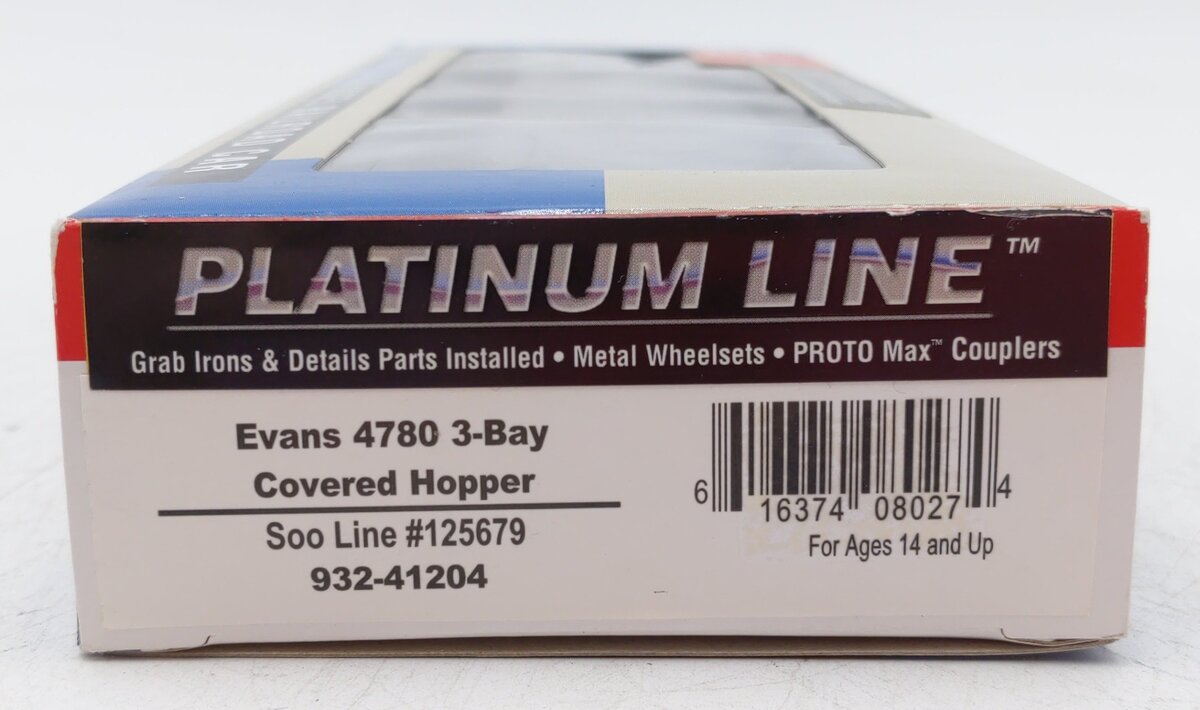 Walthers 932-41204 HO Soo Line Evans 4780 3-Bay Covered Hopper #125679
