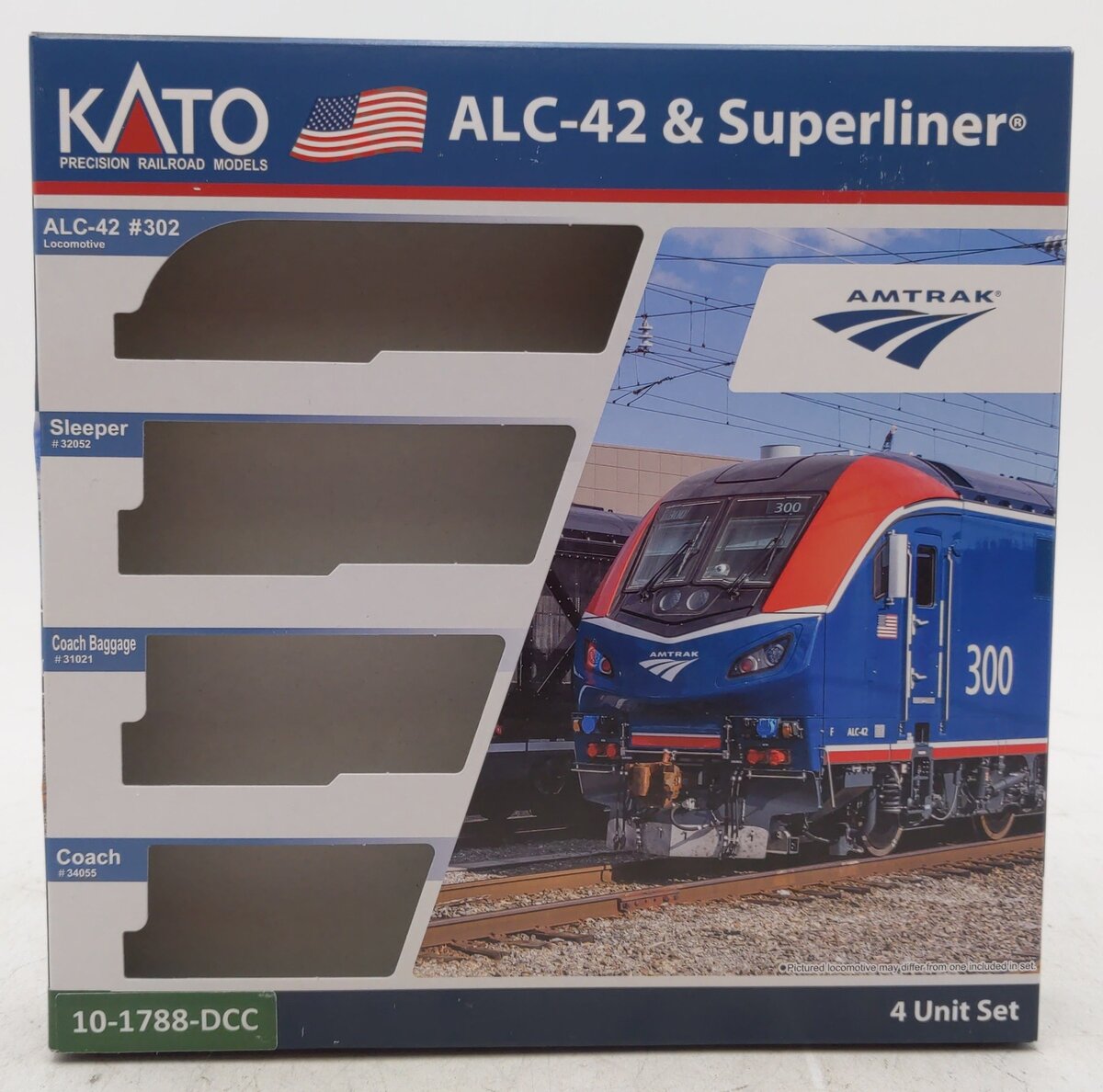 Kato 10-1788-DCC N AMTK ALC-42 & Superliner Pass Car w/Digitrax DCC (Set of 4)