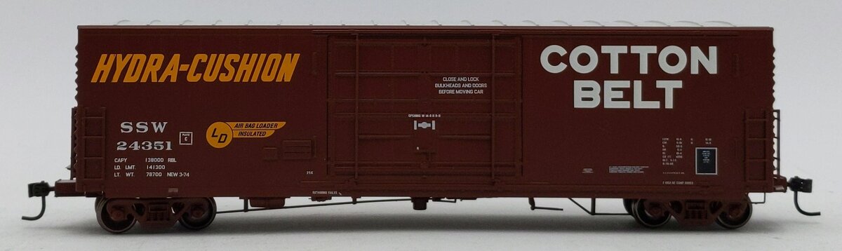 Athearn 88874 HO Scale SSW Cotton Belt 50' PC&F Box Car w/14' Door #24351