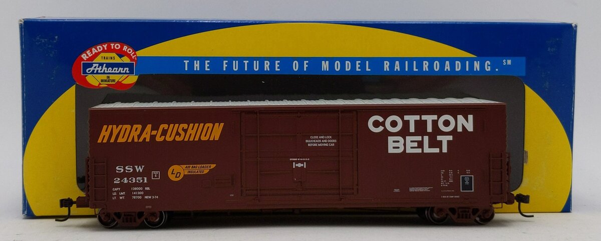 Athearn 88874 HO Scale SSW Cotton Belt 50' PC&F Box Car w/14' Door #24351