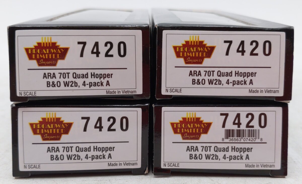 Broadway Limited 7420 N B&O ARA 70-Ton Quad Hopper Pack A (Pack of 4)