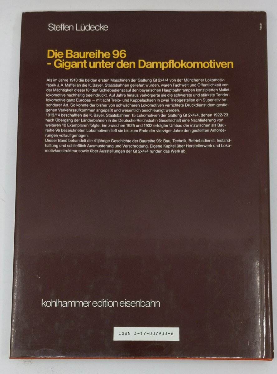 Die Baureihe 96 Hardcover Book By Steffen Lüdecke VG