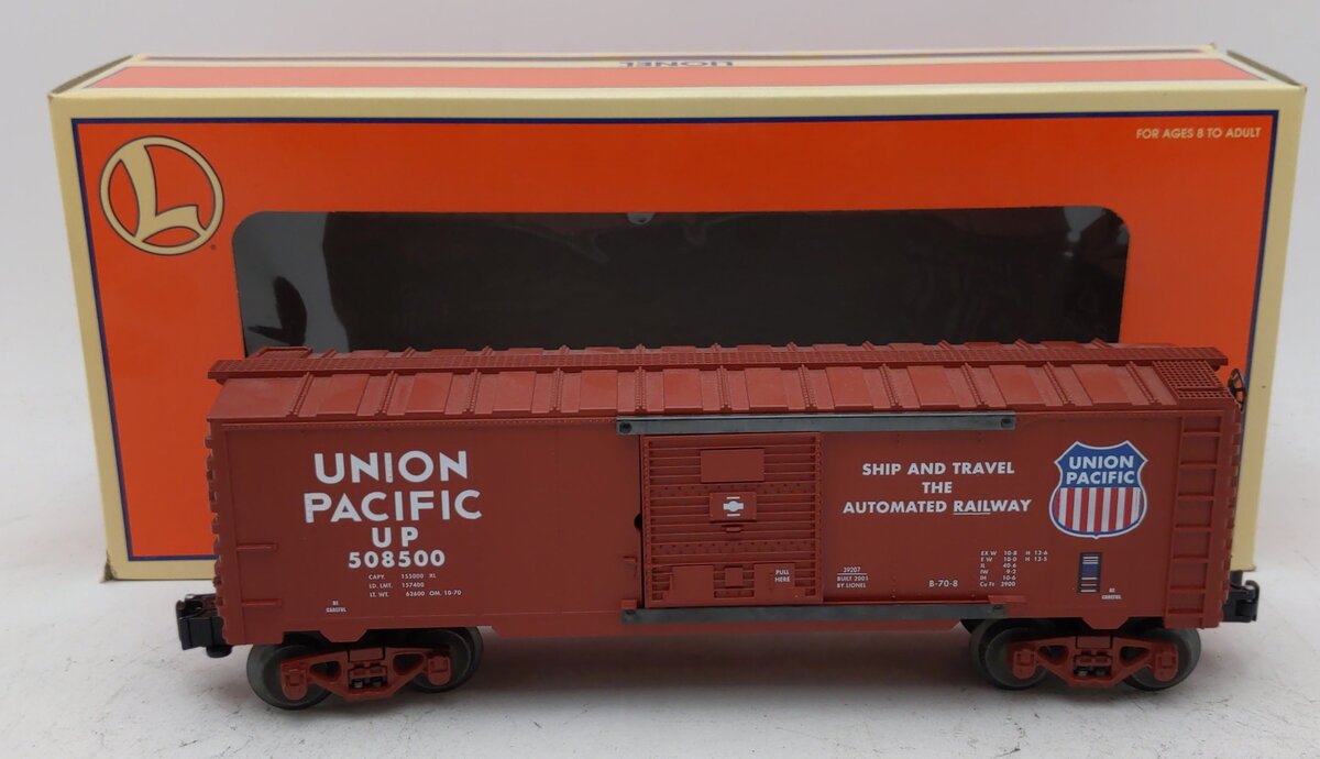 Lionel 6-39207 O Gauge Union Pacific Ship & Travel Boxcar #508500 NIB