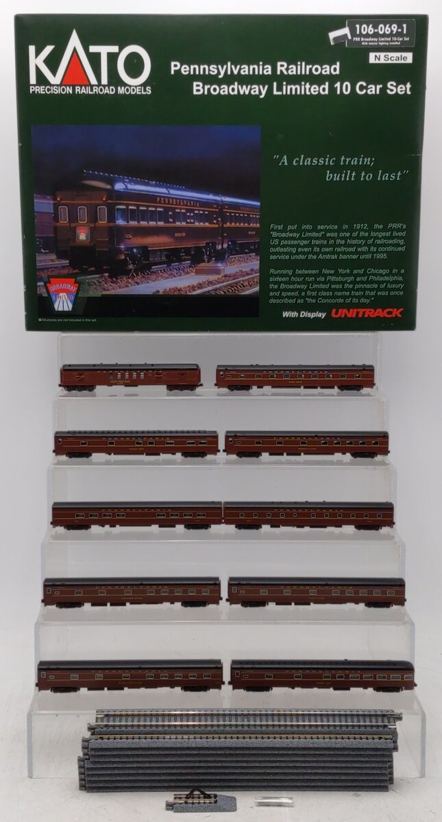 Kato 106-069-1 N Pennsylvania 10-Car Set with Interior Lighting Pre-Installed