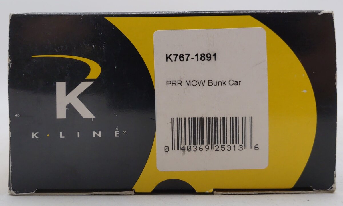 K-Line K767-1891 O Gauge Pennsylvania MOW Bunk Car #592603 w/ Smoke LN/Box