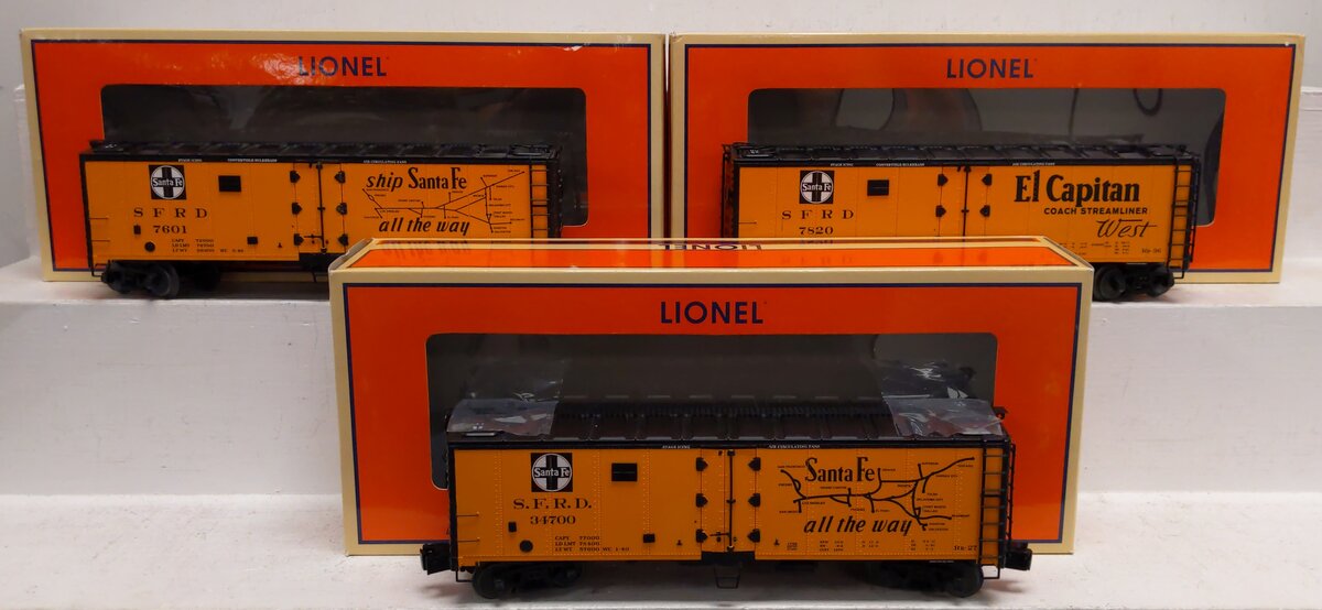Lionel 6-17758 O Gauge Santa Fe Steel-Sided Billboard Reefer (Set of 3) LN/Box