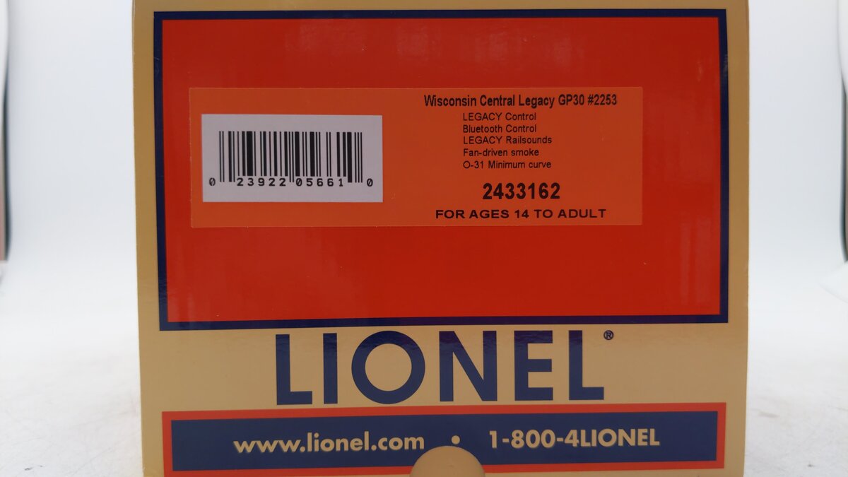 Lionel 2433162 O Wisconsin Central Legacy GP30 Diesel Locomotive #2253 LN/Box