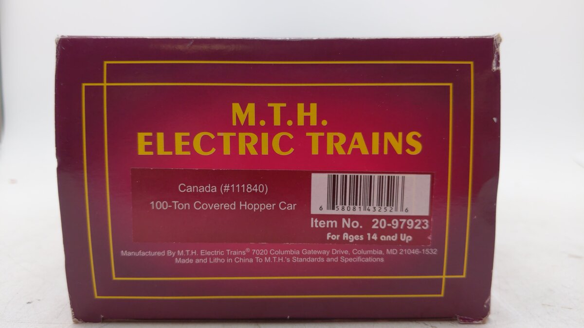 MTH 20-97923 O Canada Premier 100 Ton Hopper Car #111840