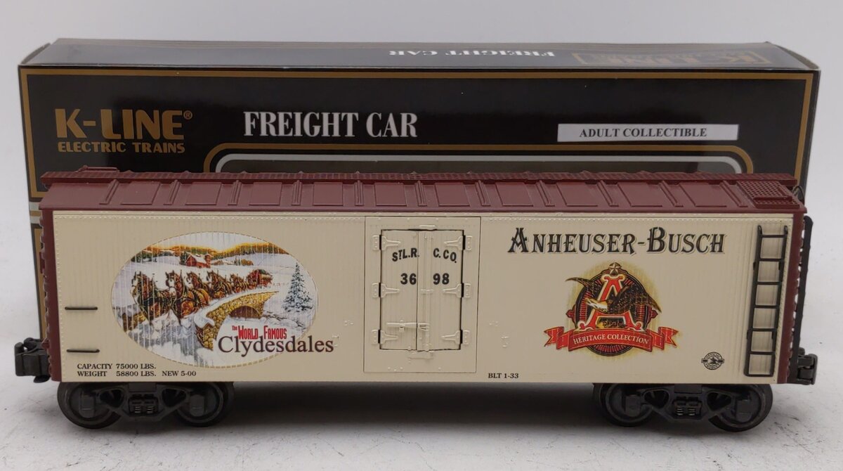 K-Line K642-5609 O Gauge Anheuser-Busch Clydesdale Reefer Car #3698 LN/Box