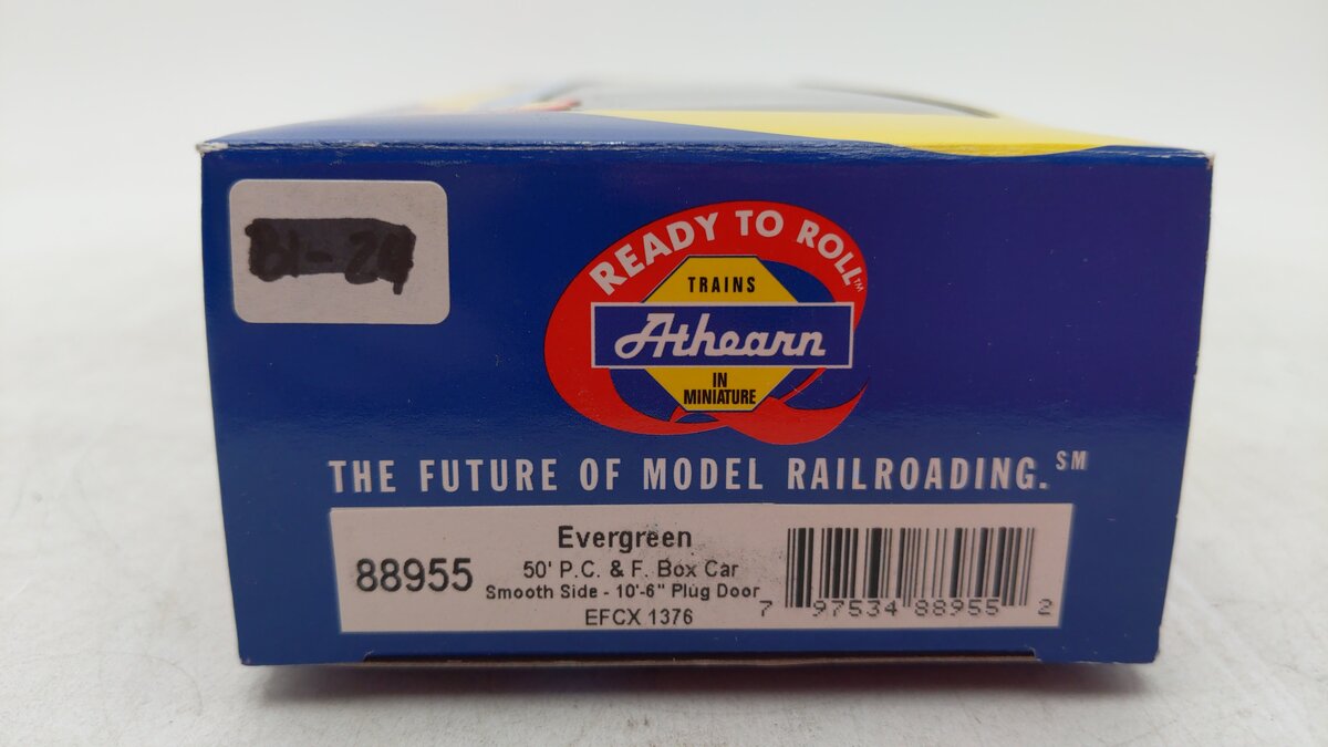 Athearn 88955 HO Scale Evergreen 50' P.C. & F. Plug Door Box Car #1376