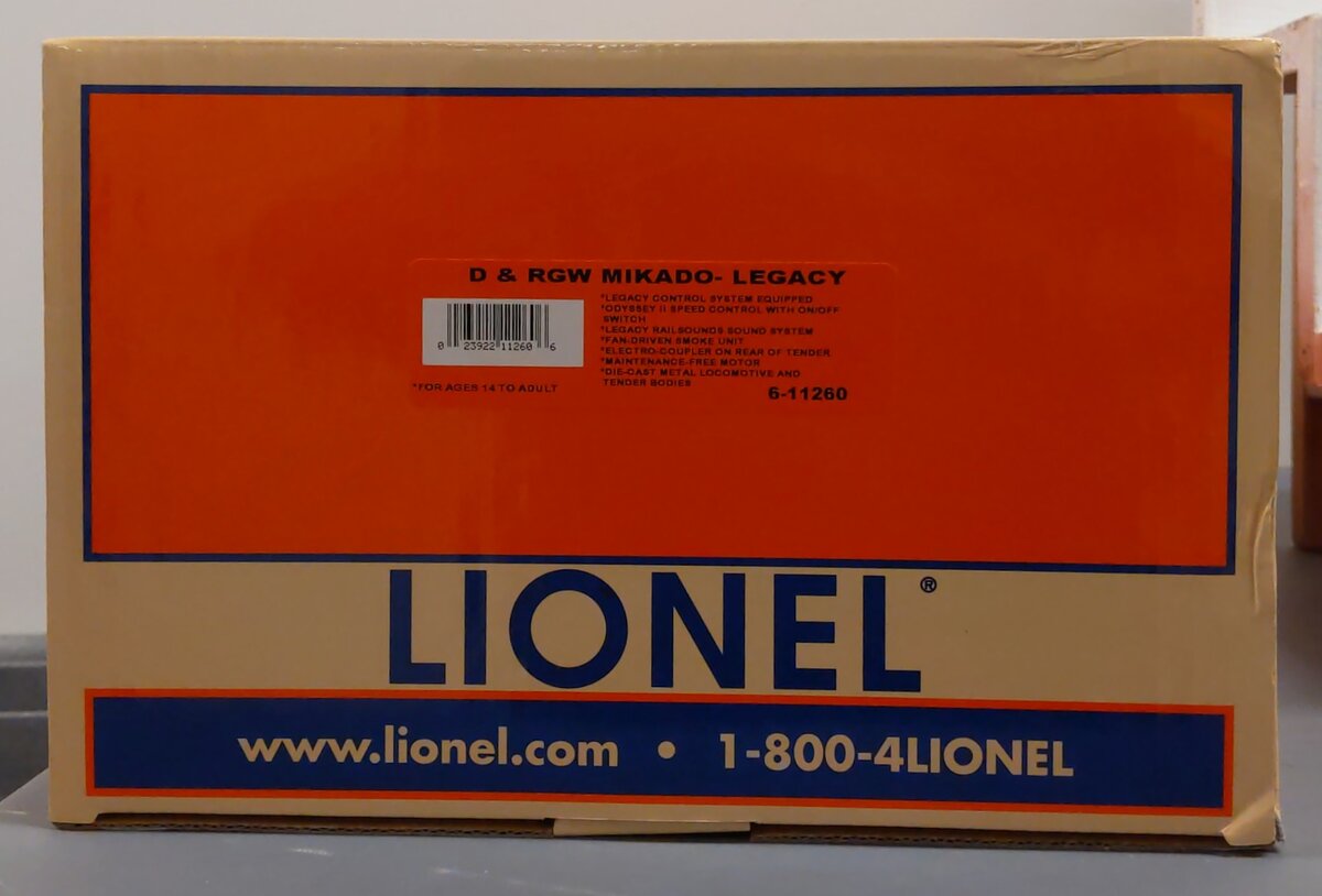 Lionel 6-11260 O Gauge D&RGW Mikado Steam Locomotive #1207