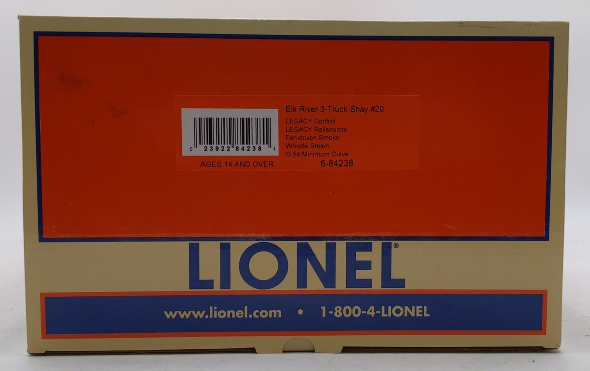 Lionel 6-84238 O Elk River BTO 3-Truck Shay Steam Locomotive #20