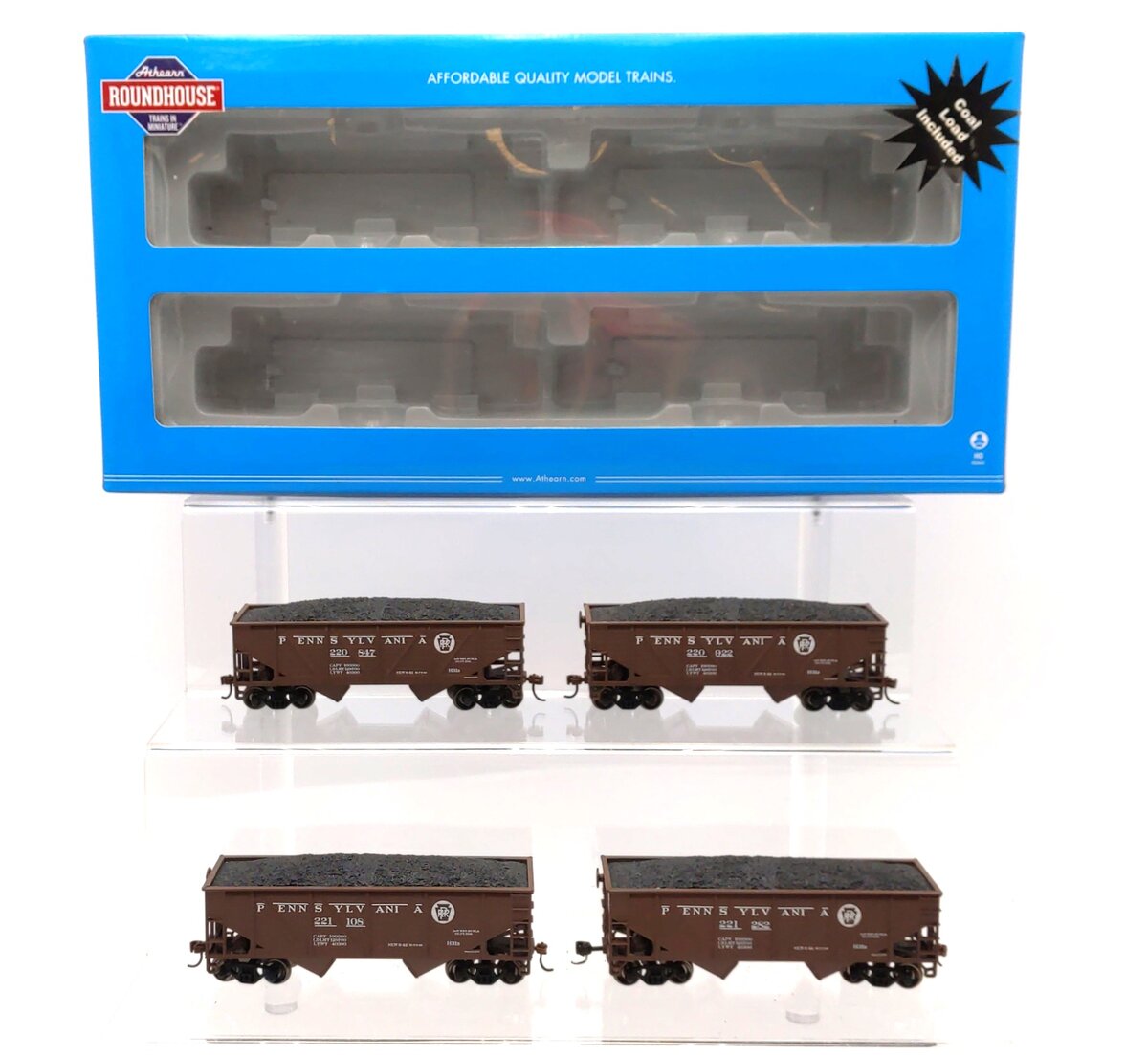 Roundhouse 70241 HO Pennsylvania 34' 2-Bay Hopper w/Coal Load #1 (4)