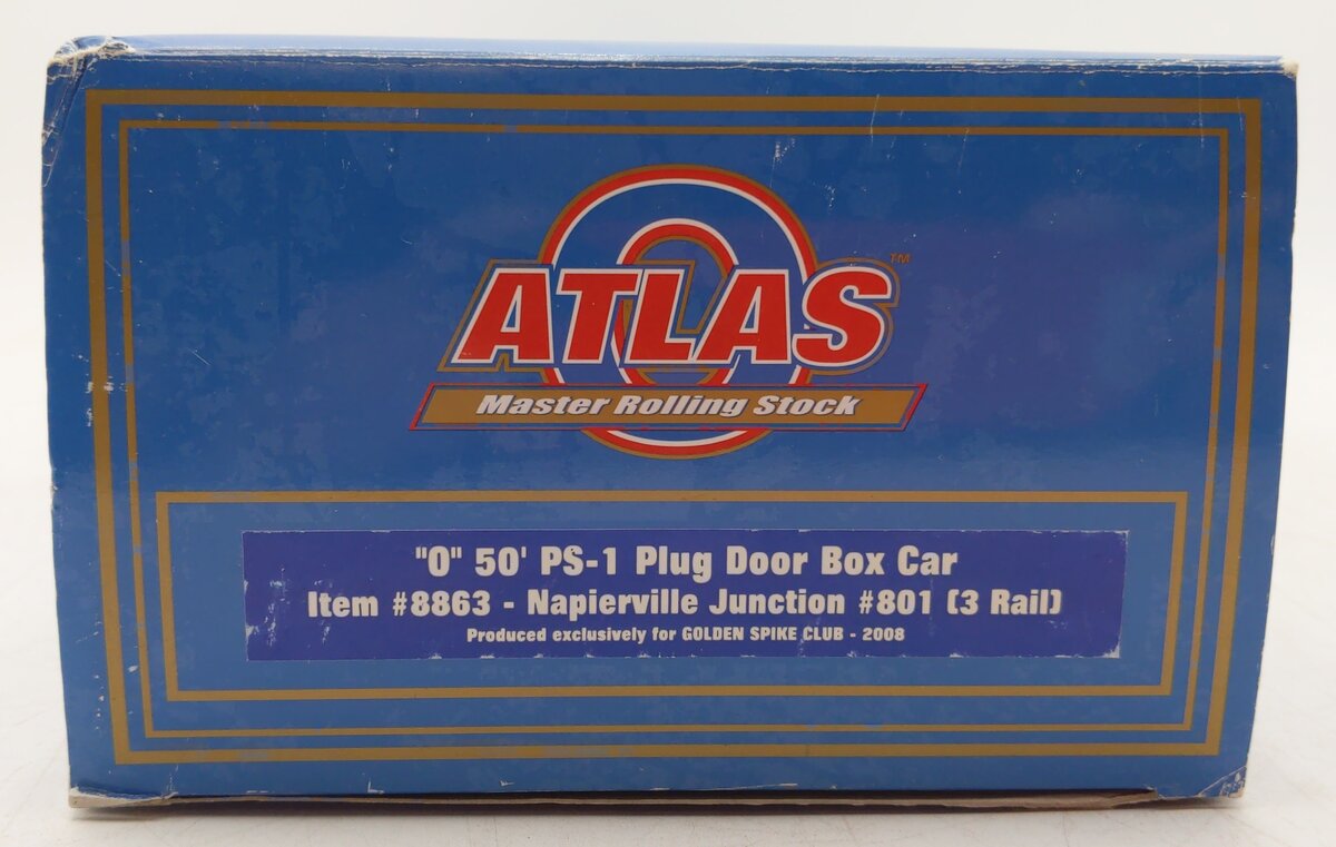 Atlas 8863 O Gauge Napierville Junction 50’ PS-1 Plug Door Boxcar #801 (3-Rail) VG/Box