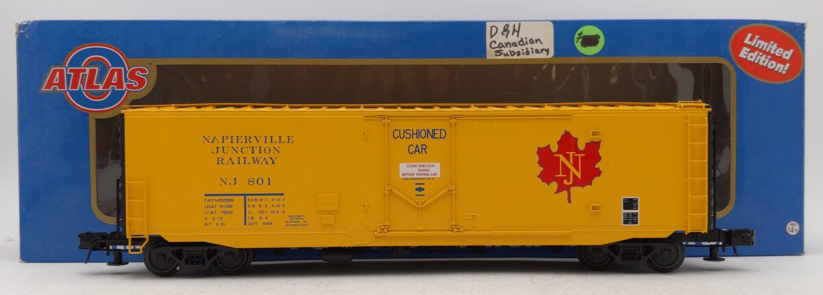 Atlas 8863 O Gauge Napierville Junction 50’ PS-1 Plug Door Boxcar #801 (3-Rail) VG/Box