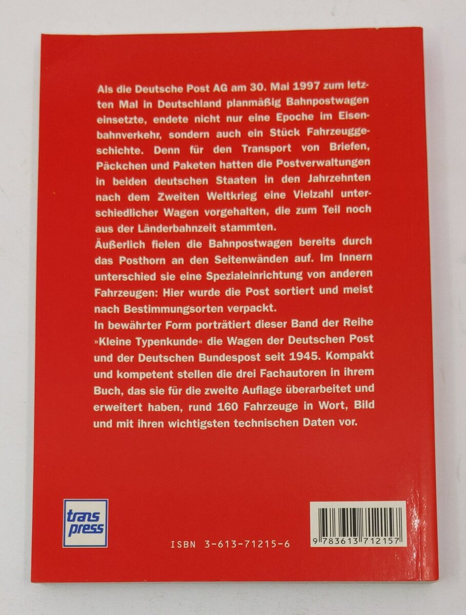 Kleine Typenkunde deutscher Bahnpostwagen Paperback Book Klaus Deppmeyer EX