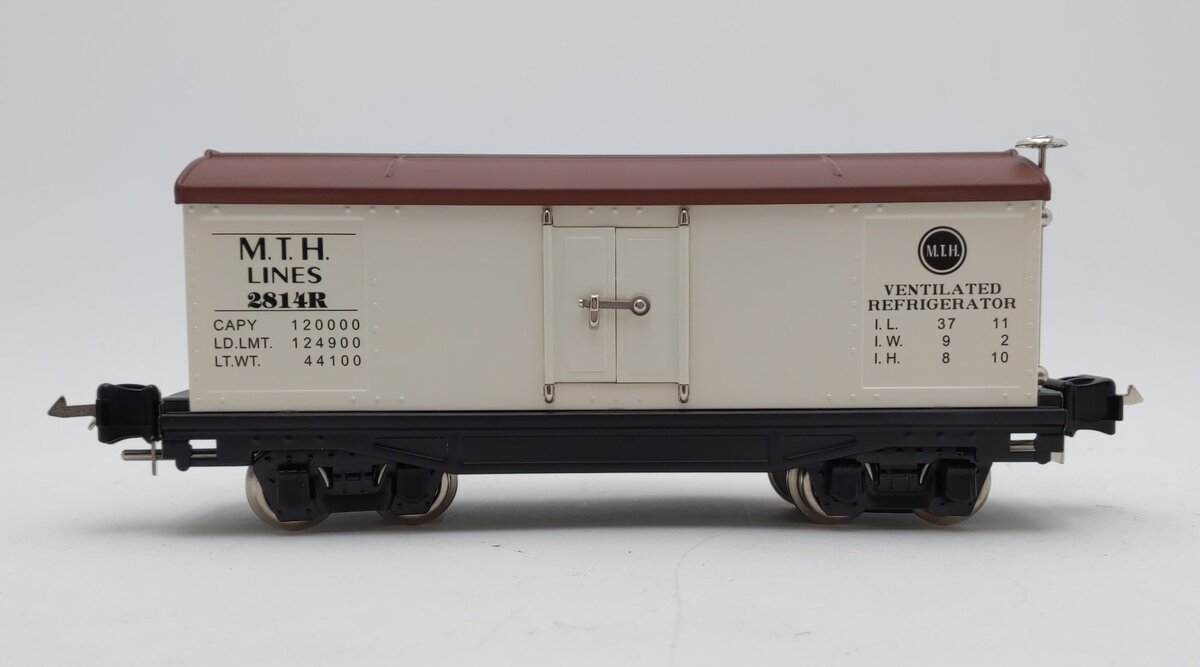MTH 10-8025 O Gauge Tinplate White & Brown 2814R Reefer Car