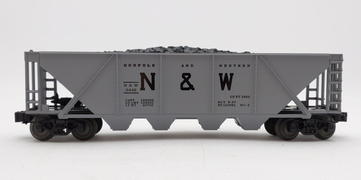 Lionel 6-19329 O Gauge Norfolk & Western 4-Bay Hopper #6446 with Coal Load NIB