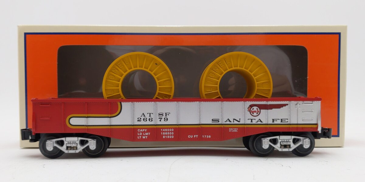 Lionel 6-26679 O Gauge ATSF Gondola With Reels LN/Box