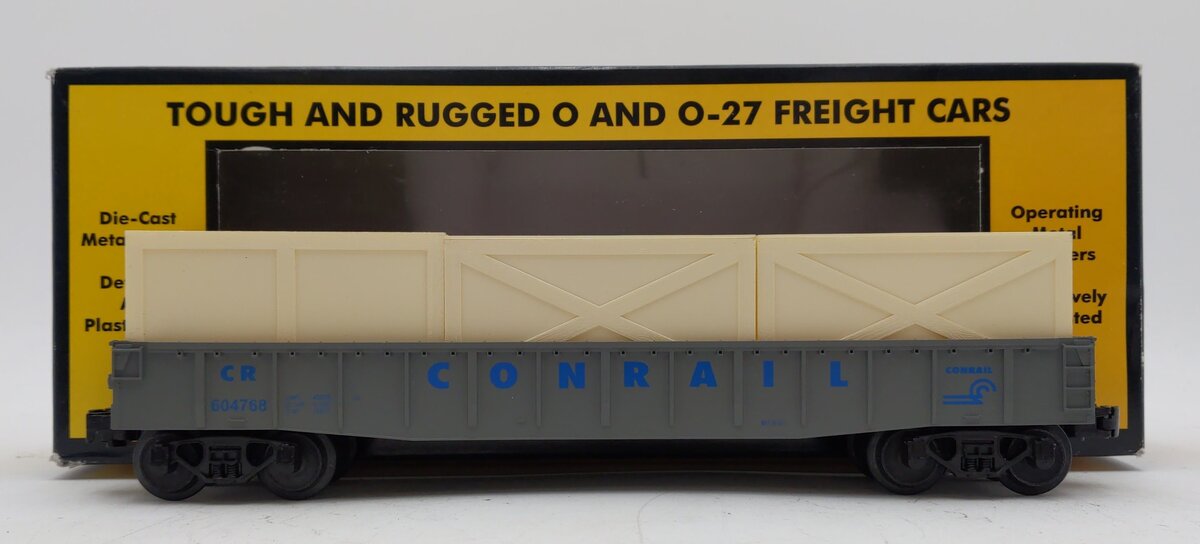 MTH 30-7207 O Gauge Conrail Semi-Scale Gondola #604768 w/Crate Load LN/Box