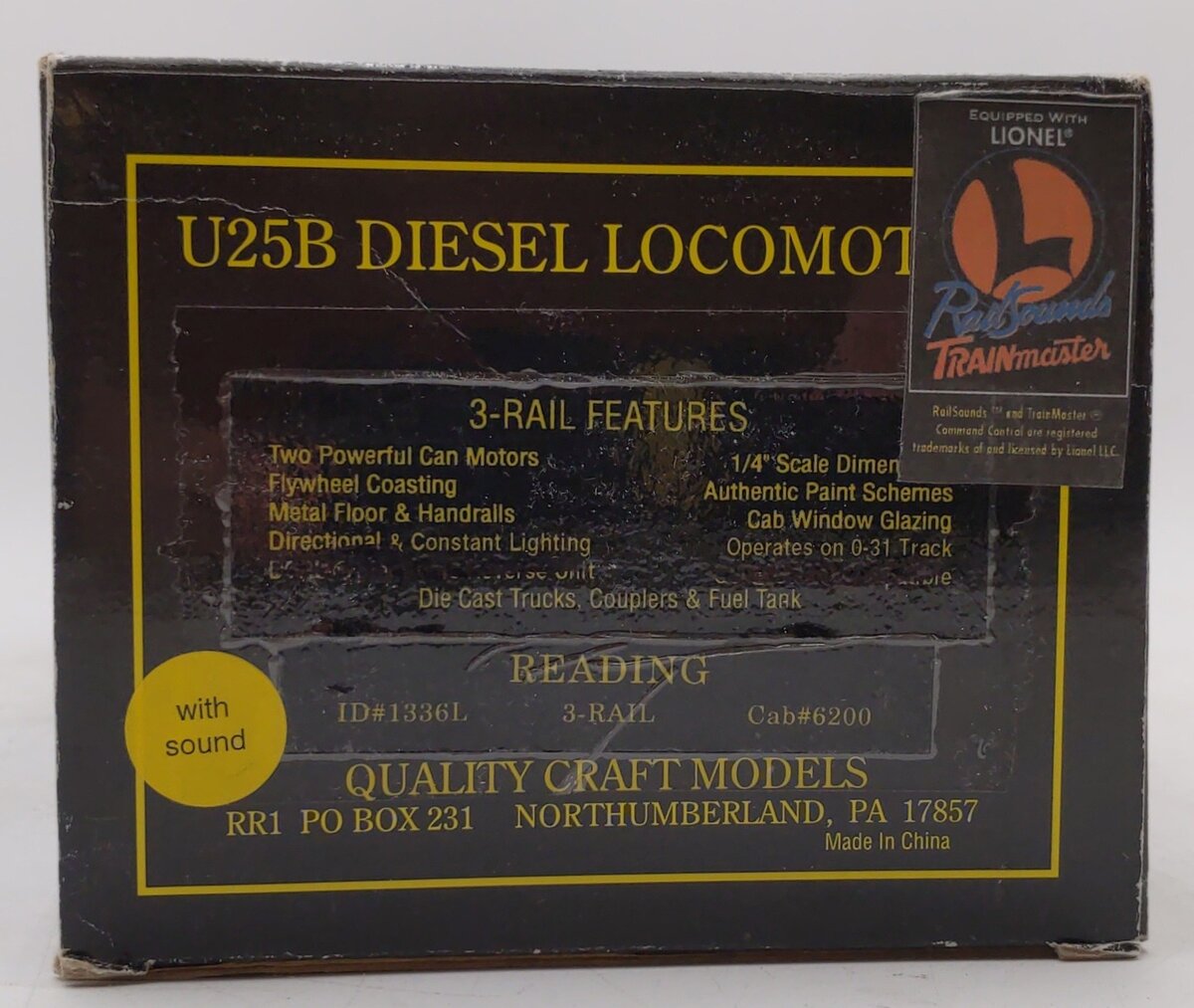 Weaver 1336L O Reading U25B Diesel Locomotive #6206 (3-Rail) LN/Box