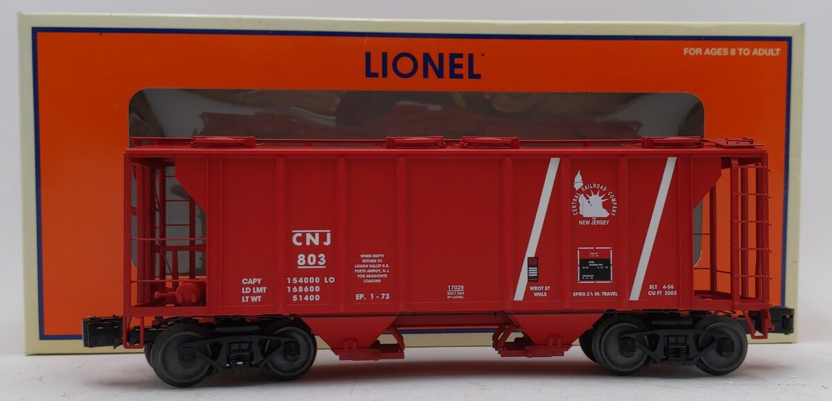 Lionel 6-17029 O Gauge Jersey Central 2-Bay Hopper #803