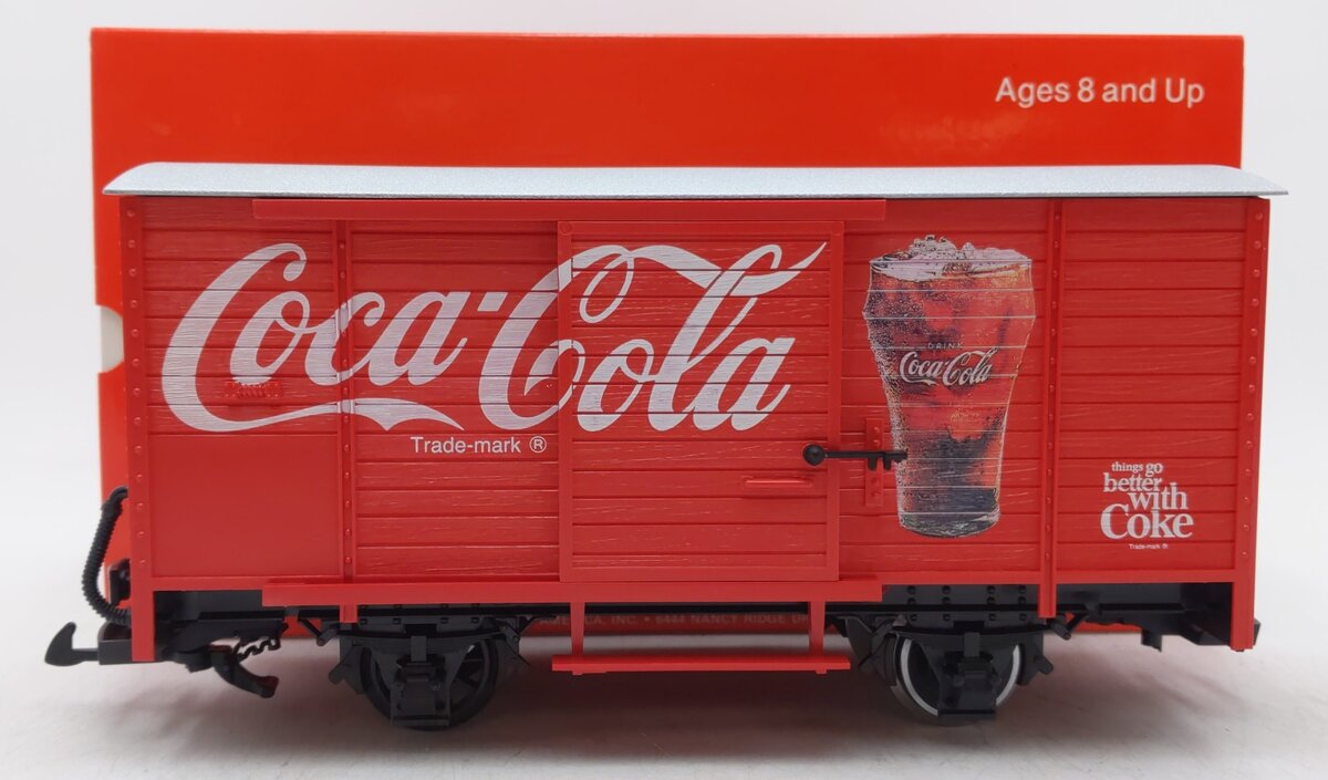 LGb 45352 G Scale Coca-Cola Boxcar W/Sound EX/Box
