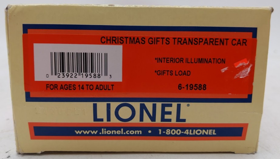 Lionel 6-19588 O NPCRR Santa Wish Station Transparent Car #19588 with Gifts LN/Box