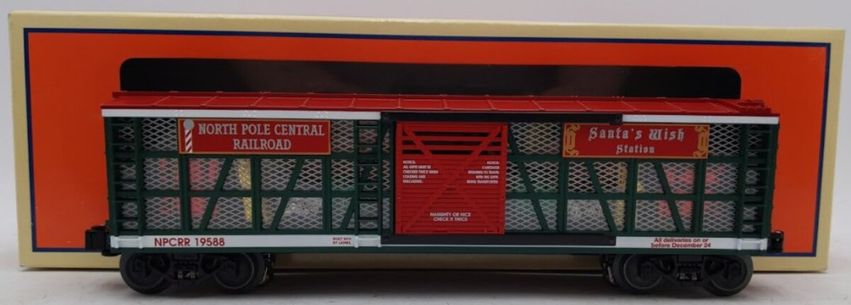 Lionel 6-19588 O NPCRR Santa Wish Station Transparent Car #19588 with Gifts LN/Box