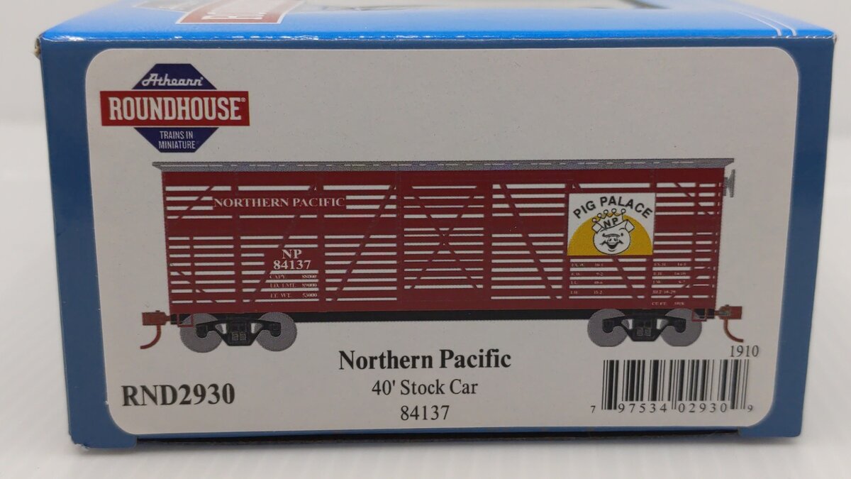 Roundhouse 2930 HO Scale Northern Pacific/Pig Palace 40' Stock Car #84137