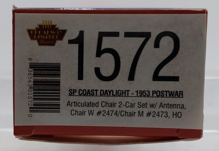 Broadway Limited 1572 HO SP Coast Daylight Chair 2-Car Set # W2474/M2473 EX/Box