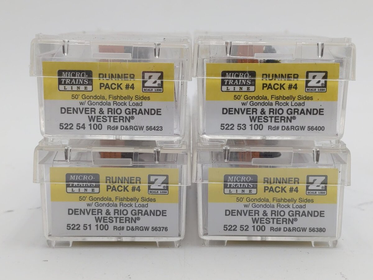 Micro-Trains 99400004 Z DRGW 50' Gondola Runner Pack (Set of 4)