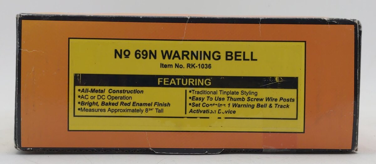 MTH 30-1036 O&O27 Gauge Red Tinplate Warning Bell Signal #69 LN/Box